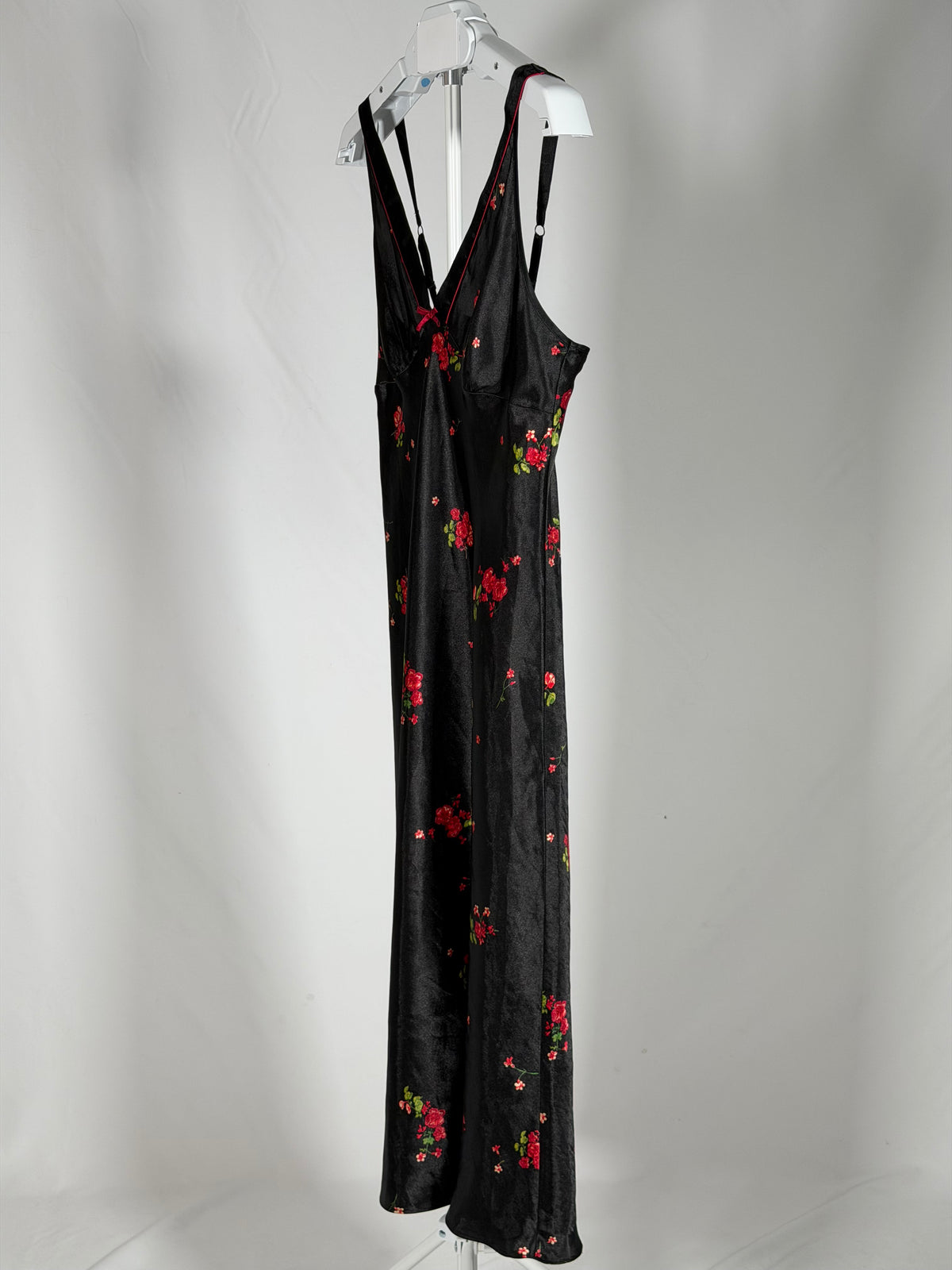 Vintage Y2K Jones New York black/floral satin slip dress