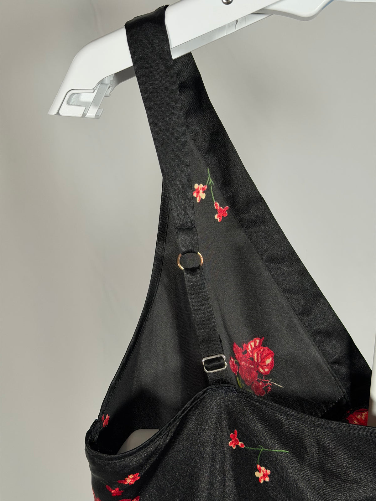 Vintage Y2K Jones New York black/floral satin slip dress
