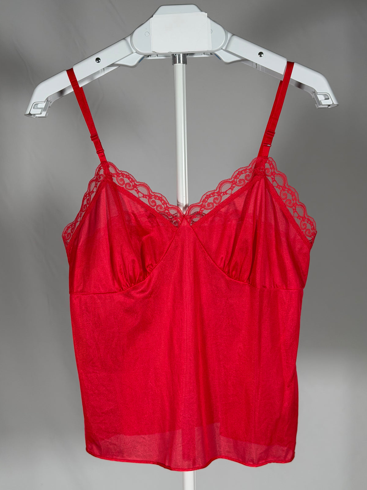 Vintage 80s Deena... red lace trim camisole slip top