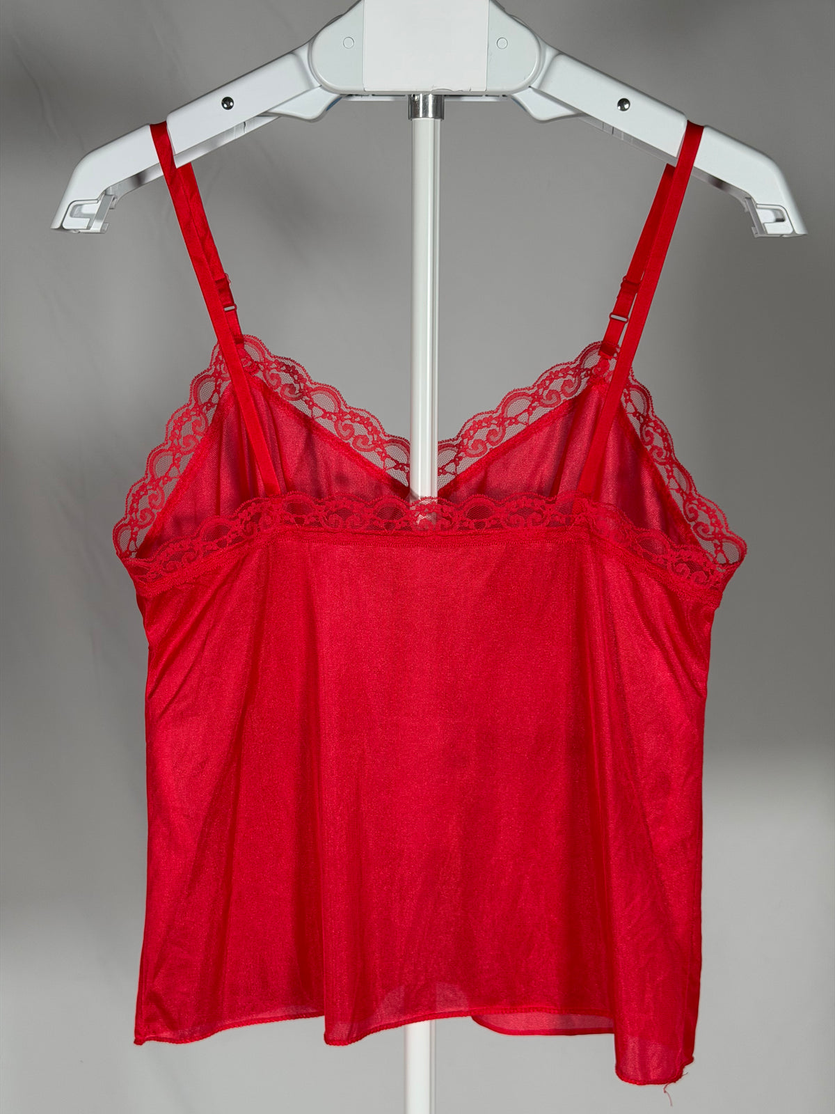 Vintage 80s Deena... red lace trim camisole slip top