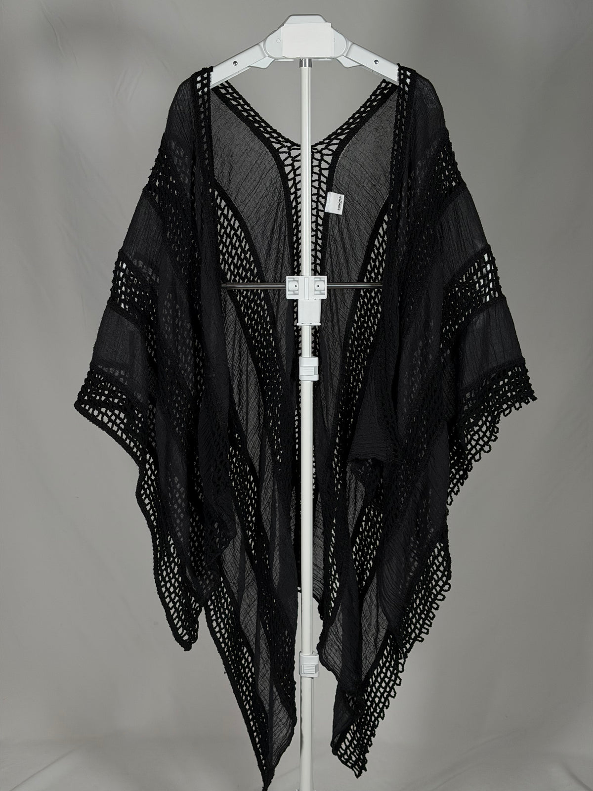 Sonoma black gauze kimono crochet wrap