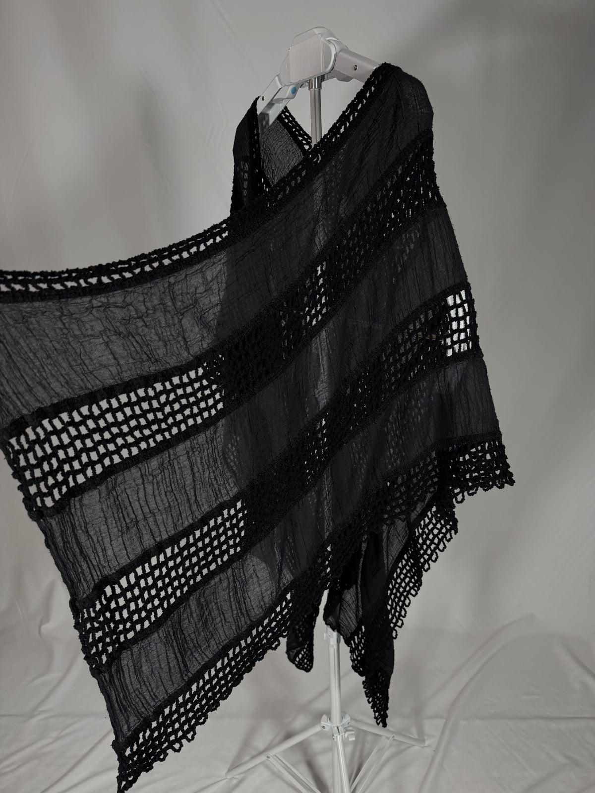 Sonoma black gauze kimono crochet wrap