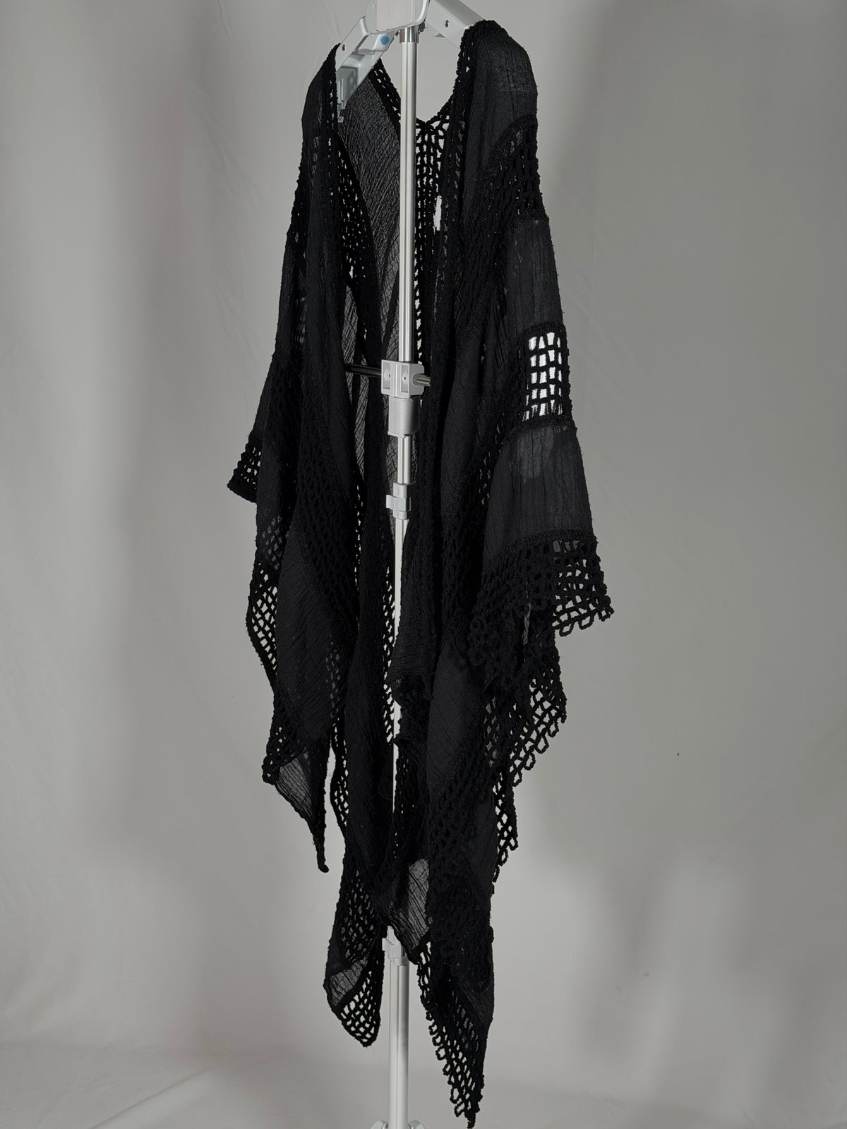 Sonoma black gauze kimono crochet wrap