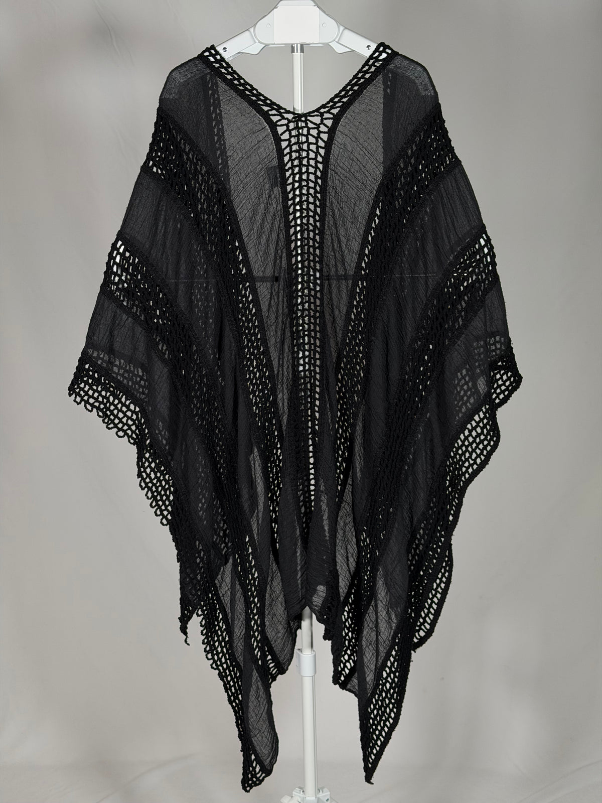 Sonoma black gauze kimono crochet wrap