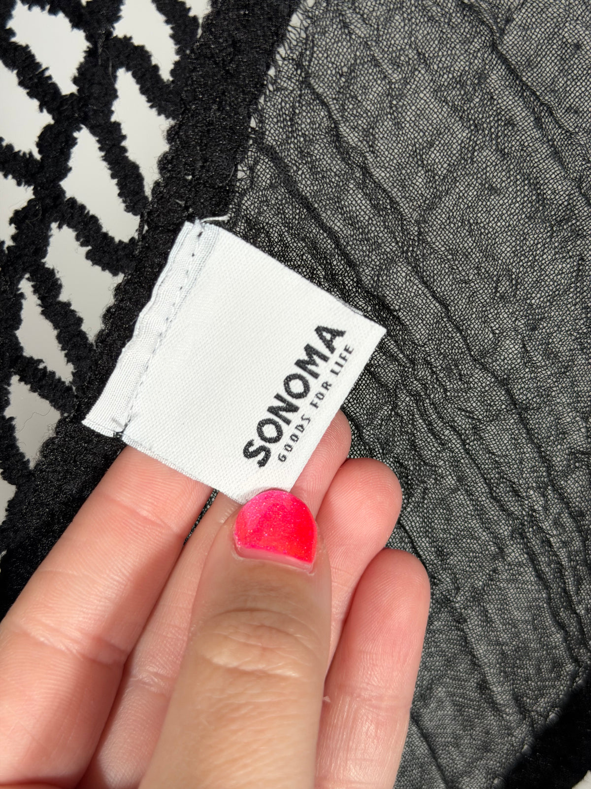 Sonoma black gauze kimono crochet wrap