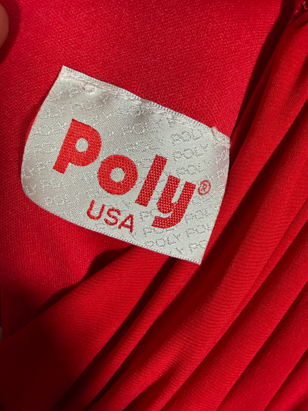 Polly USA red v-neck asymmetrical formal dress