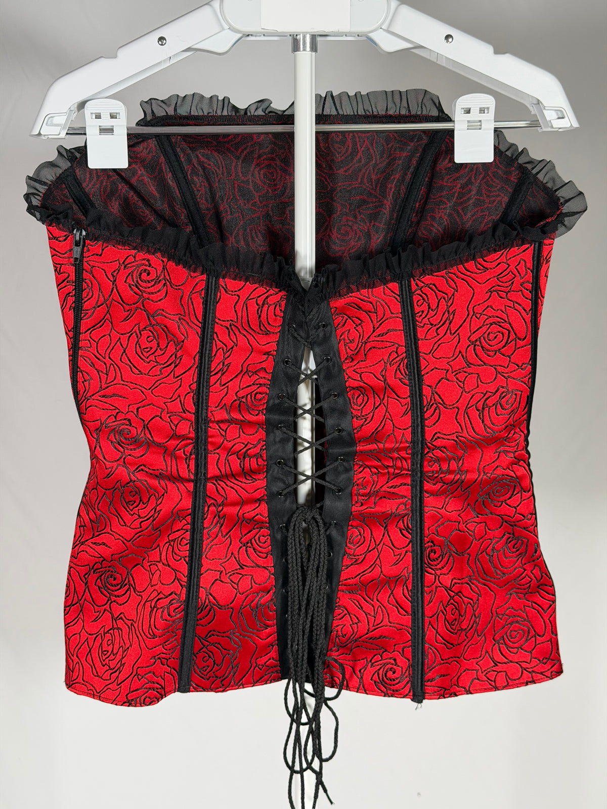 Vintage Y2K Tesa Classics red rose satin corset