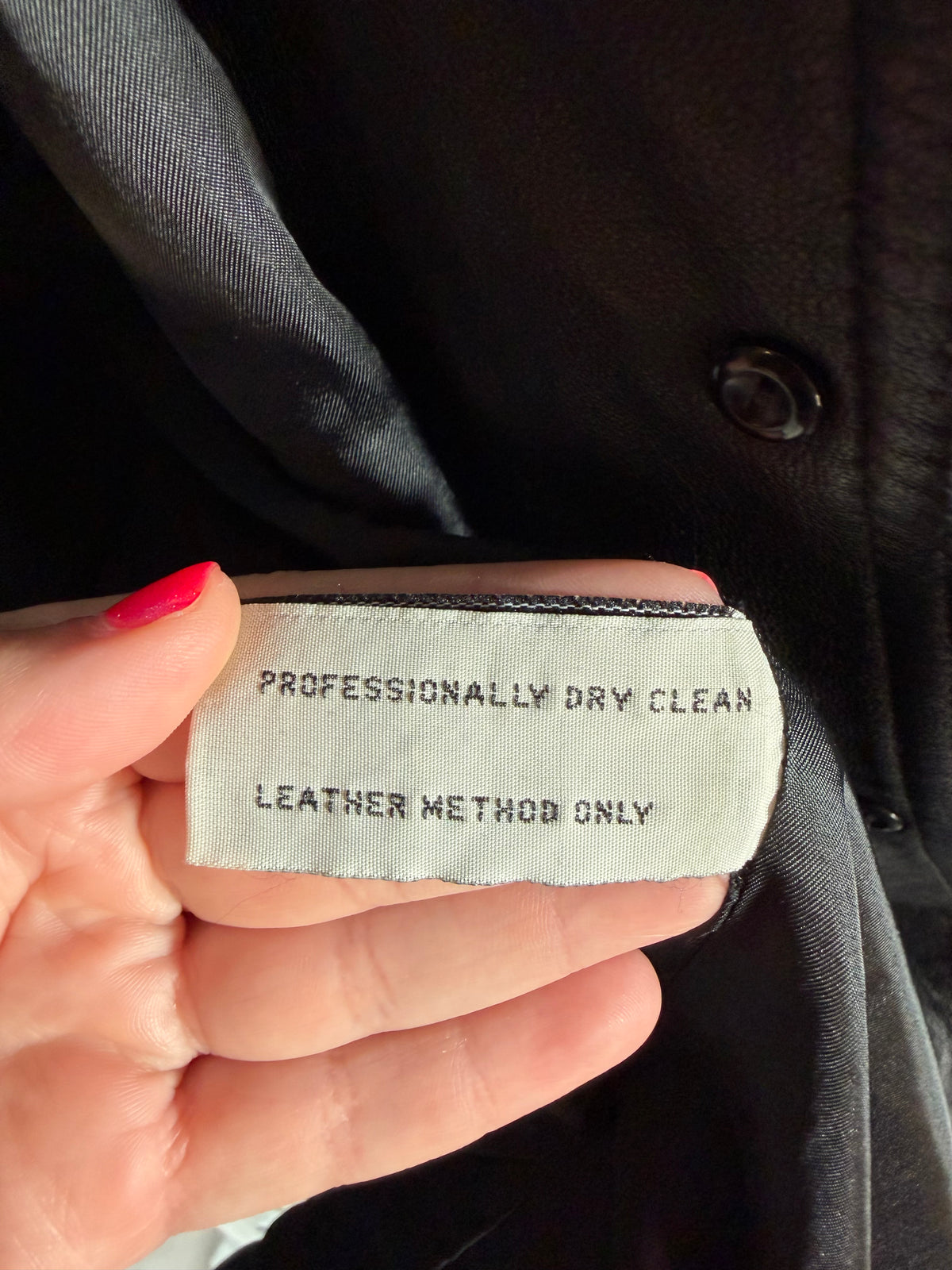 Vintage 90s Stone & York genuine black lambskin leather trench coat