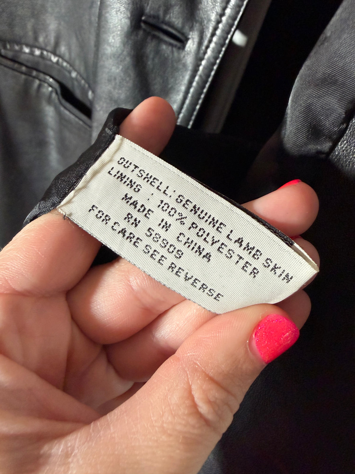 Vintage 90s Stone & York genuine black lambskin leather trench coat