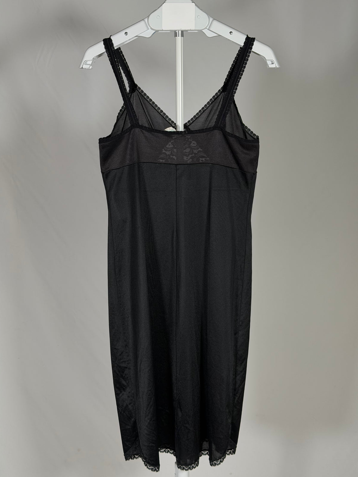 Vintage 1980s Movie Star black lace cut-out midi slip