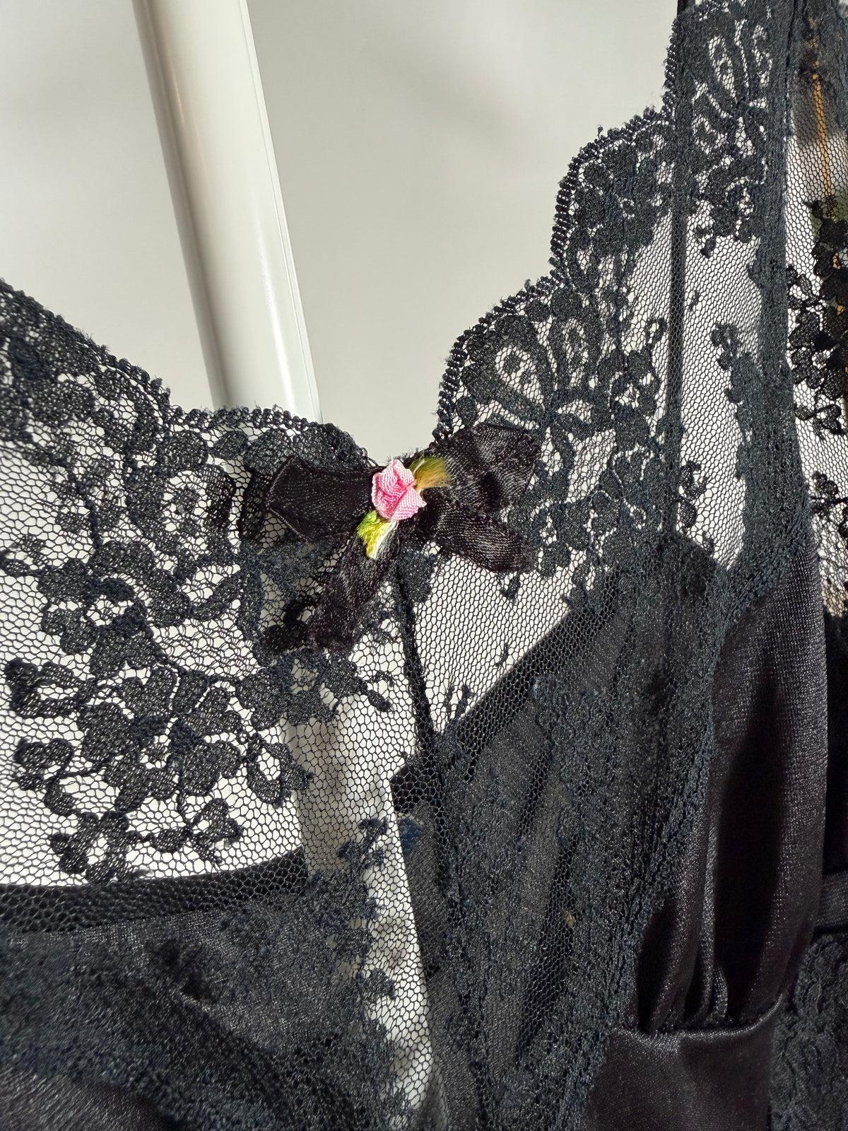Vintage 80s Bernette black sheer lace teddy romper