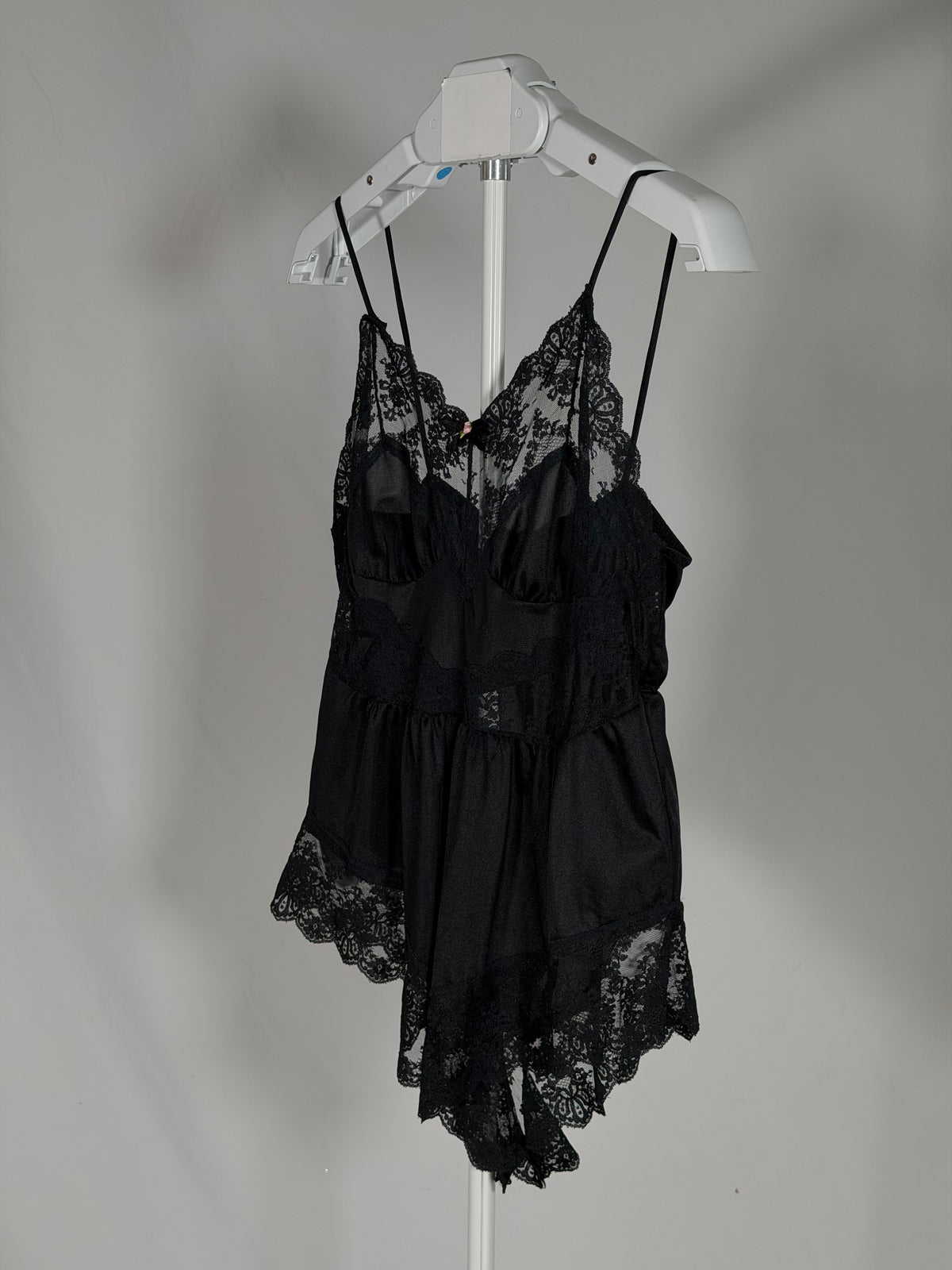 Vintage 80s Bernette black sheer lace teddy romper