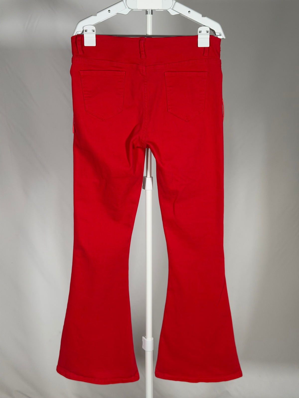Edikted red triple lace-up high-rise flare jeans