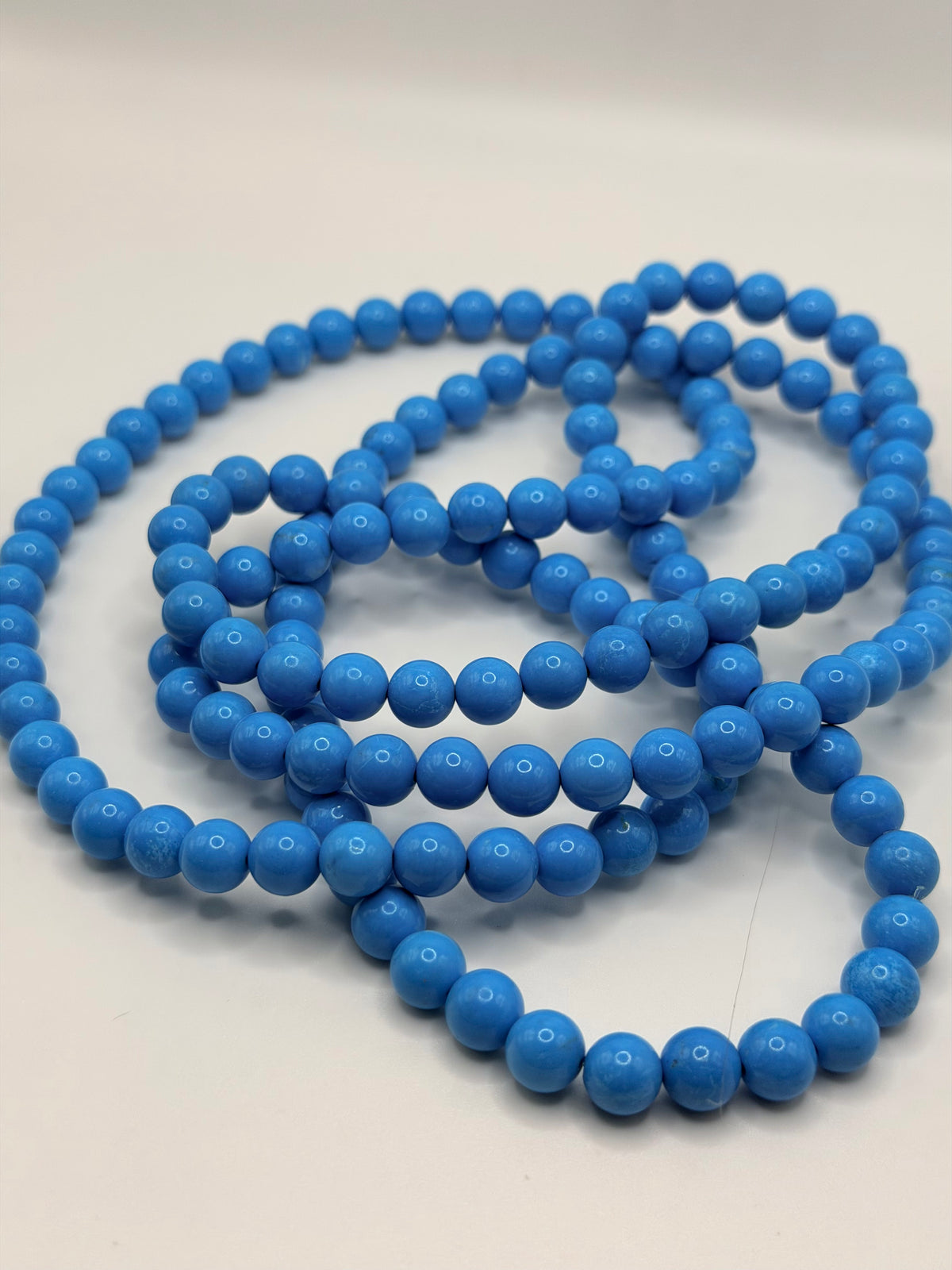 Vintage 70s/80s extra long blue faux turquoise necklace