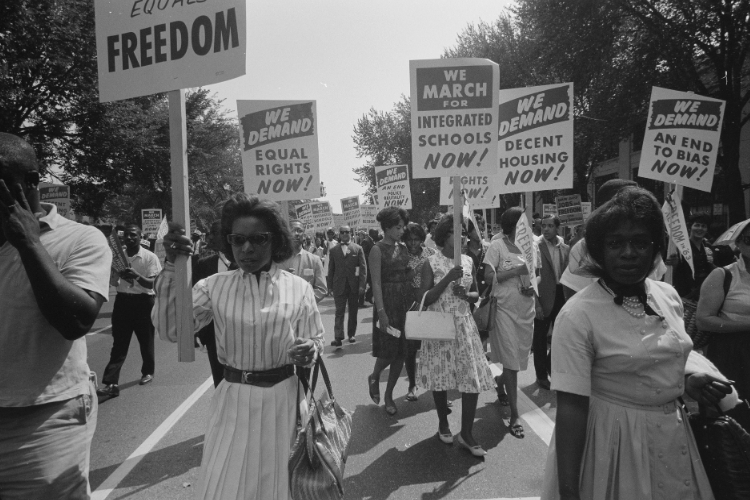 black and white image of women in the civil rights movement